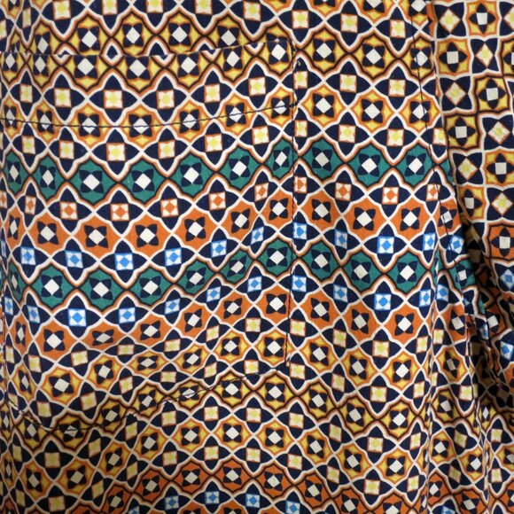 Tommy Bahama Shirt Mens Large Short Sleeve Button Silk Orange Yellow Stars - Picture 5 of 7